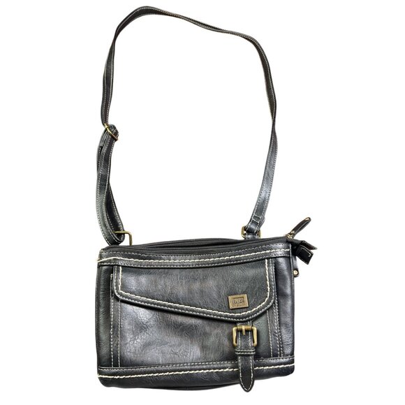 B.O.C. Black Faux Leather Crossbody Bag With Stitch Detailing & Adjustable Strap - Picture 1 of 9